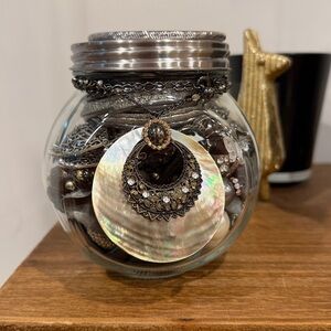 Moody Romantic Luxe Mystery Jewelry Jar w/Stones, Pearls, statements and more